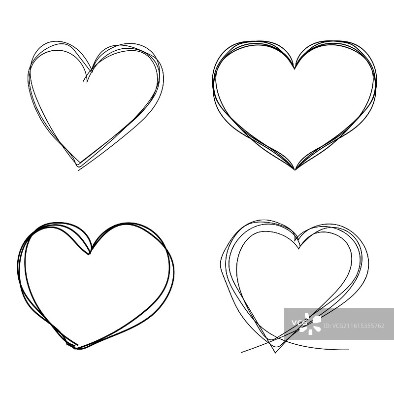 心形画框涂鸦手绘细线爱心图片素材