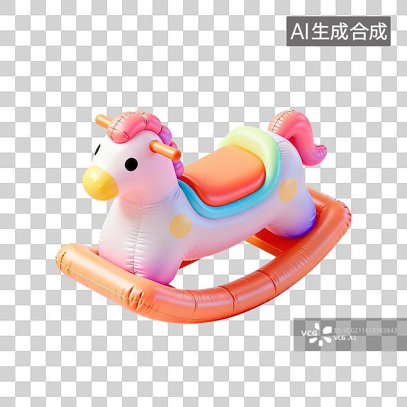 【AI数字艺术】充气木马摇摇椅插画图片素材