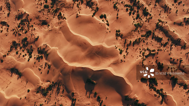 库布齐沙漠航拍图片素材