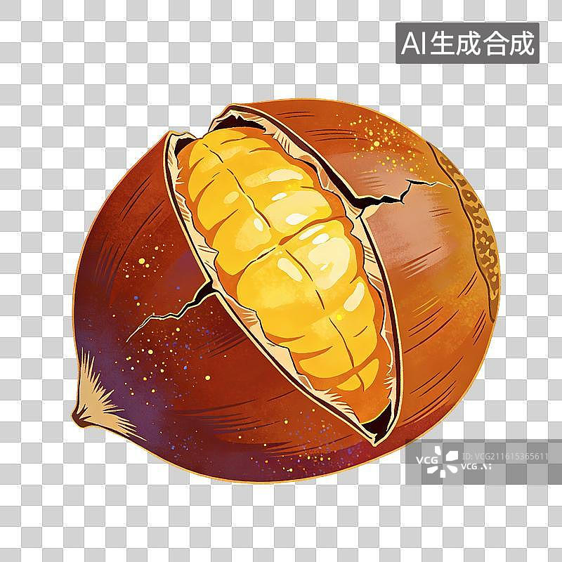 【AI数字艺术】烤板栗美食插画图片素材