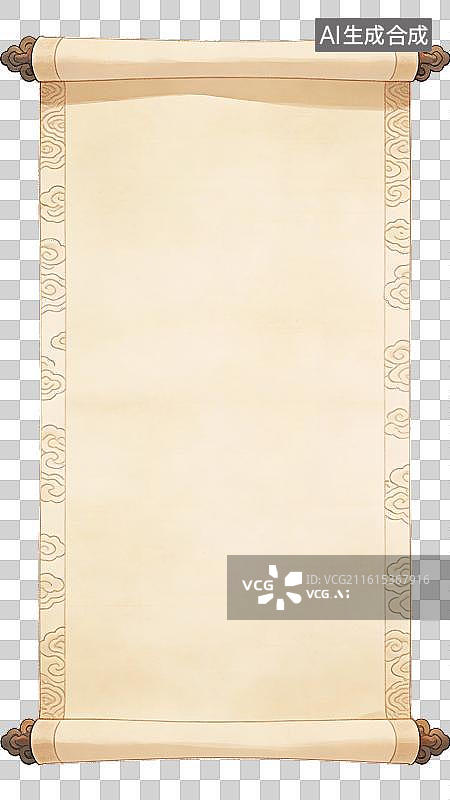 【AI数字艺术】中国传统文化古风卷轴；打开着的卷轴；古风宣纸卷轴图片素材