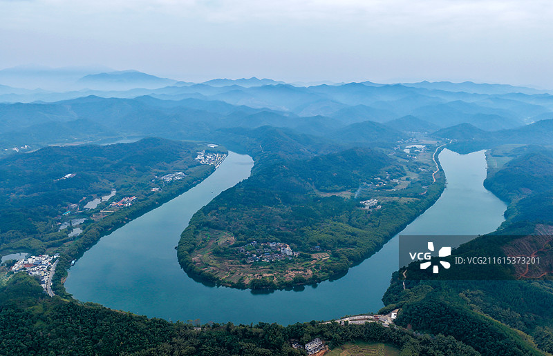 广东省肇庆市封开县贺江碧道画廊航拍图片素材