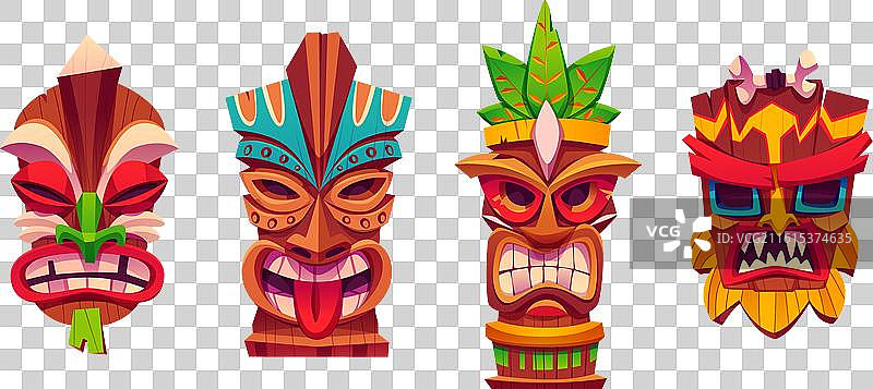 传统的夏威夷图腾提基面具图片素材