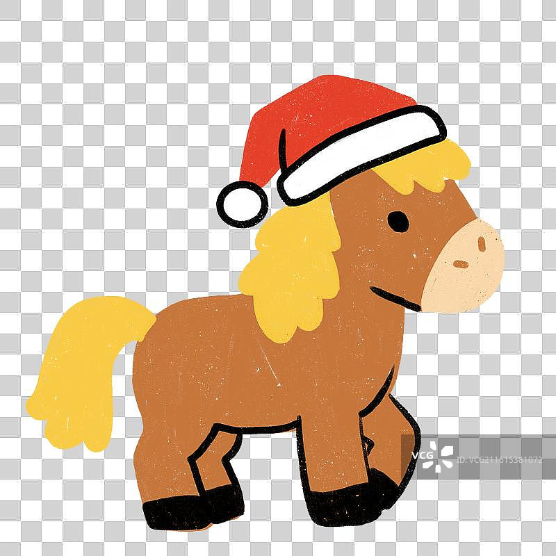 2026马年卡通小马十二生肖新年春节手绘插画元素图片素材