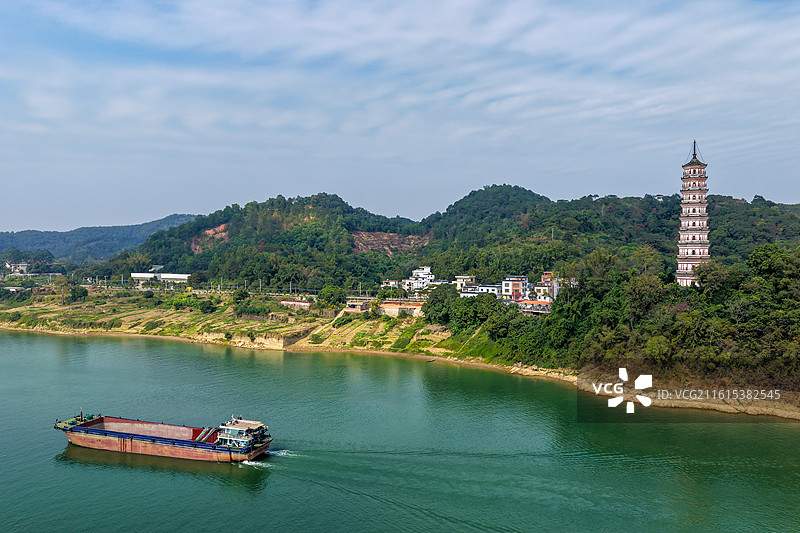 广东省肇庆市德庆三元塔航拍图片素材
