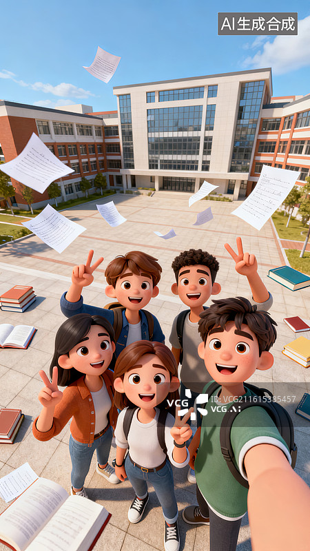 【AI数字艺术】毕业季学生合影图片素材