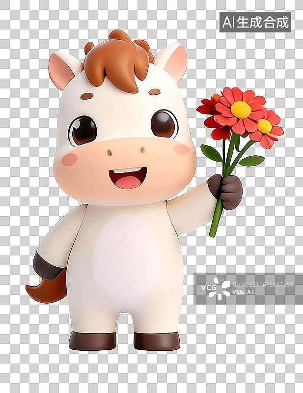 【AI数字艺术】新年卡通马元素图片素材