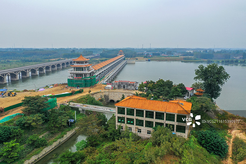 古老的遗迹堽城坝+山东省泰安市宁阳县图片素材