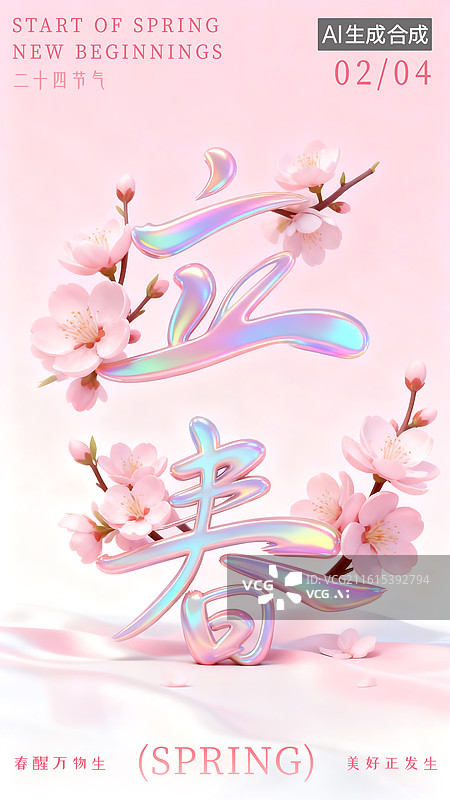 【AI数字艺术】立春3D花卉海报模板图片素材