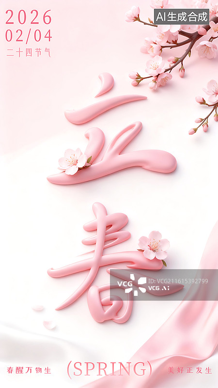 【AI数字艺术】立春3D花卉海报模板图片素材