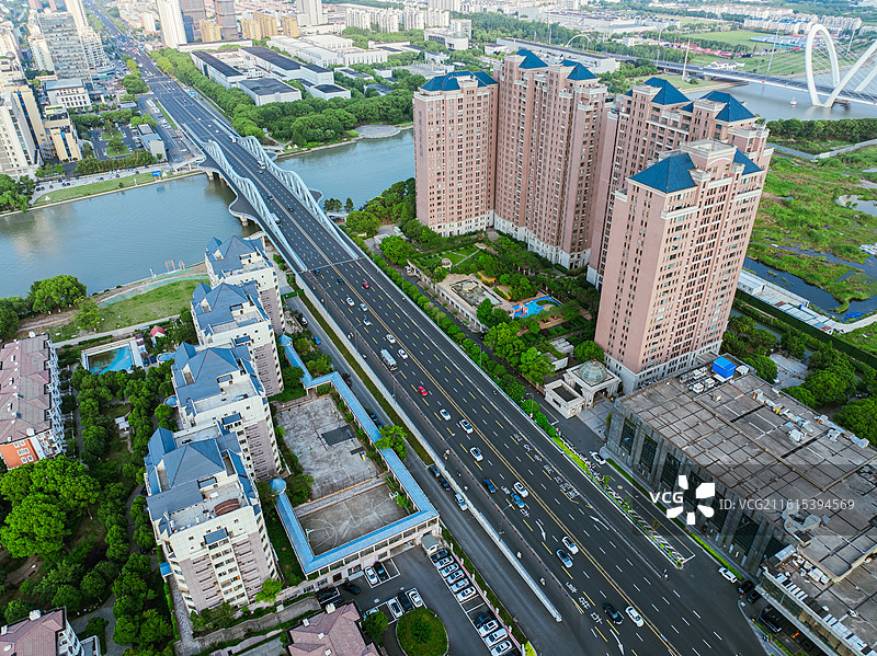 航拍昆山金浦大桥 青阳港 前进路图片素材