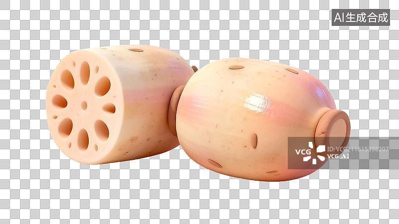 【AI数字艺术】新鲜莲藕特写 莲藕食材白底图图片素材