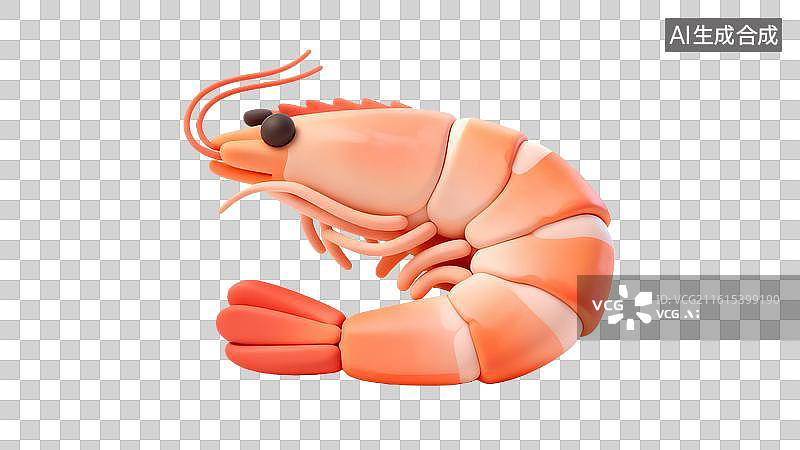 【AI数字艺术】卡通粘土风格的虾图片素材