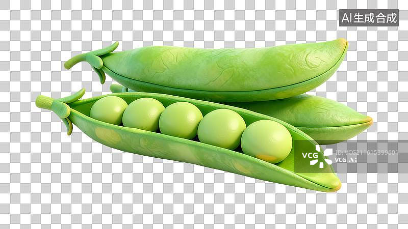 【AI数字艺术】绿色豌豆荚 新鲜青豌豆   饱满豌豆特写图片素材