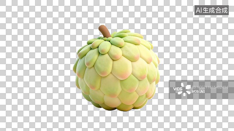 【AI数字艺术】卡通风格释迦果 绿色释迦果特写图片素材