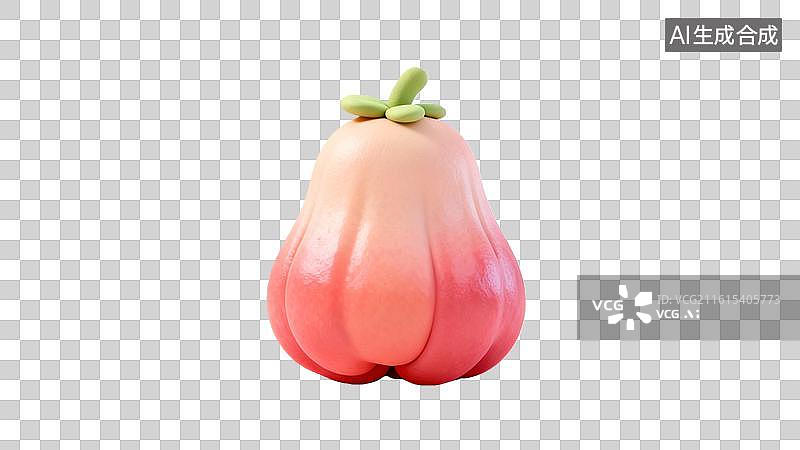 【AI数字艺术】卡通莲雾水果形象 粉色彩绘莲雾插画图片素材