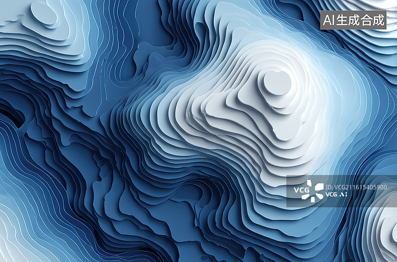 【AI数字艺术】蓝色层次抽象地形图图片素材