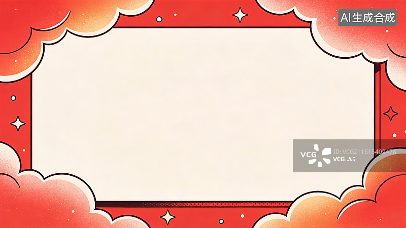 【AI数字艺术】红色云朵边框装饰背景图片素材