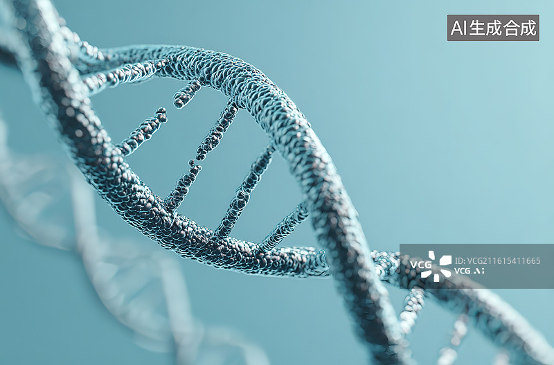 【AI数字艺术】DNA双螺旋结构特写图片素材