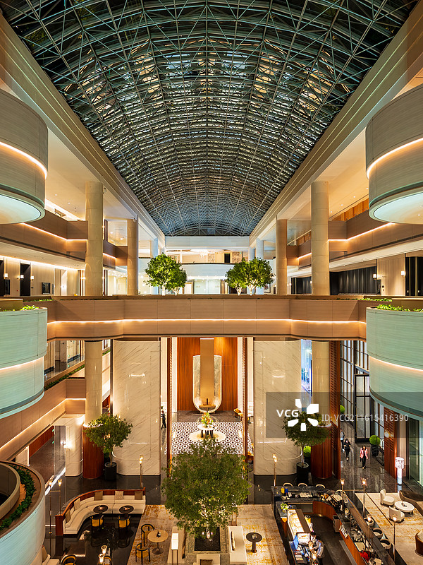 现代奢华酒店大堂中庭室内建筑景观设计图片素材