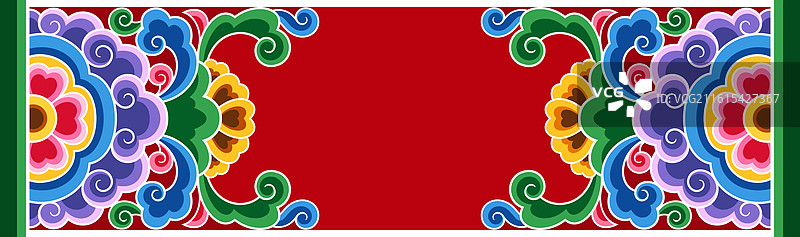 中式传统建筑构件彩色花纹装饰图案图片素材