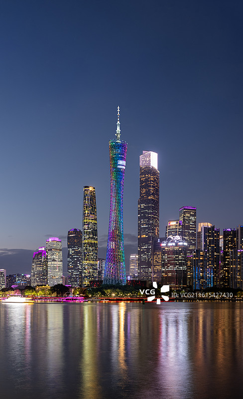 中国广州金融中心珠江新城城市建筑夜景图片素材