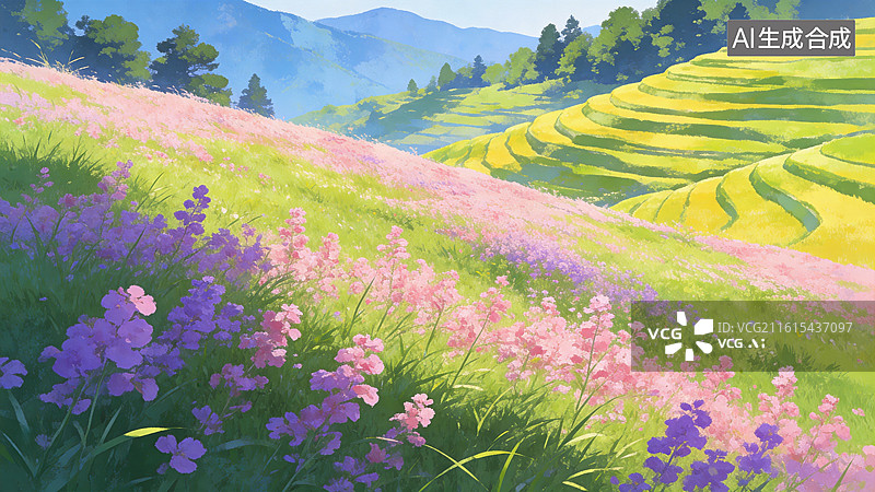 【AI数字艺术】春天的田野图片素材