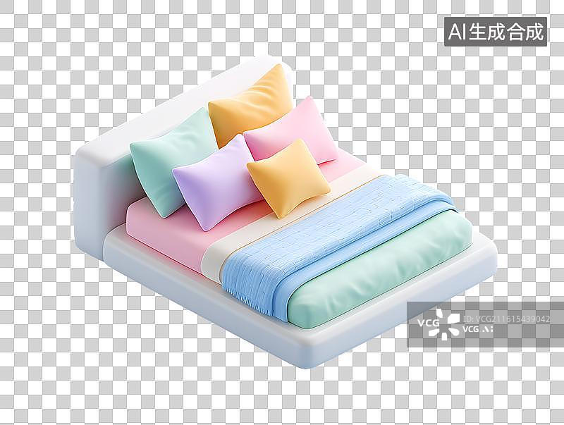 【AI数字艺术】彩色卡通床榻图片素材