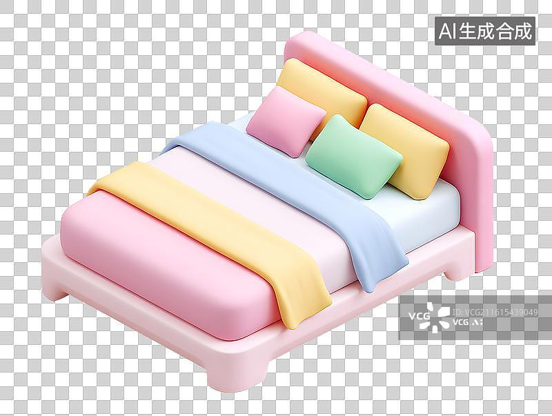 【AI数字艺术】彩色卡通床榻图片素材