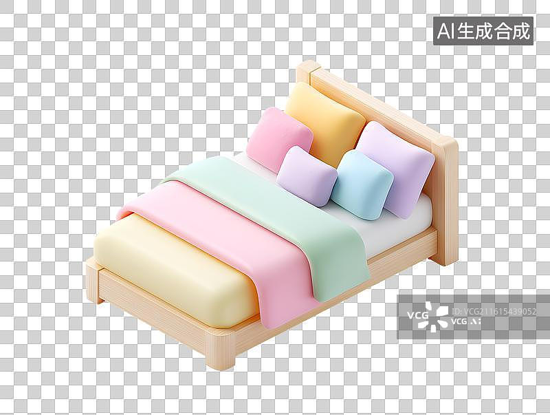 【AI数字艺术】彩色卡通床榻图片素材
