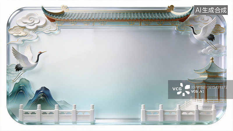 【AI数字艺术】中式山水亭台装饰画图片素材
