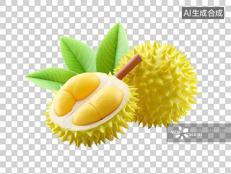 【AI数字艺术】白底背景上一个卡通榴莲图片素材