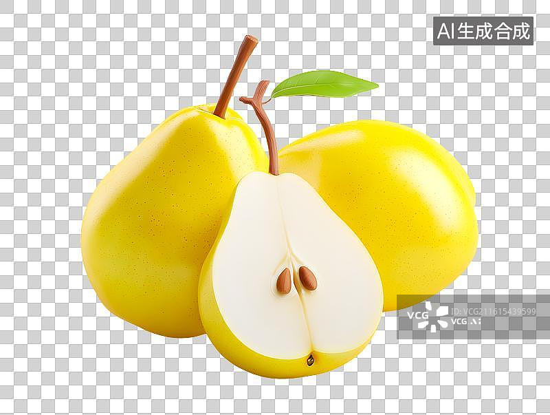 【AI数字艺术】白底背景上放着黄梨图片素材