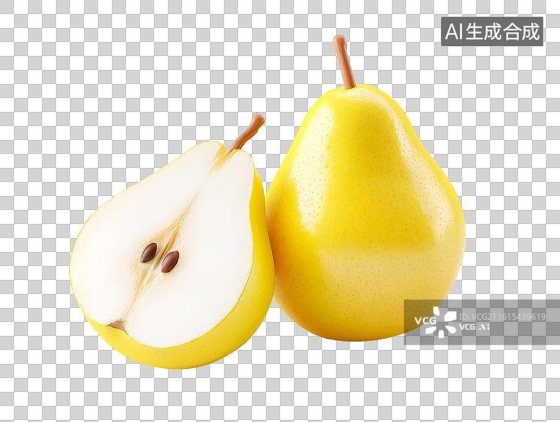 【AI数字艺术】白底背景上放着黄梨图片素材