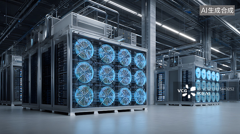 【AI数字艺术】数据中心内部走廊图片素材