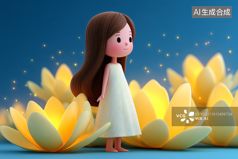 【AI数字艺术】花朵中的女孩图片素材