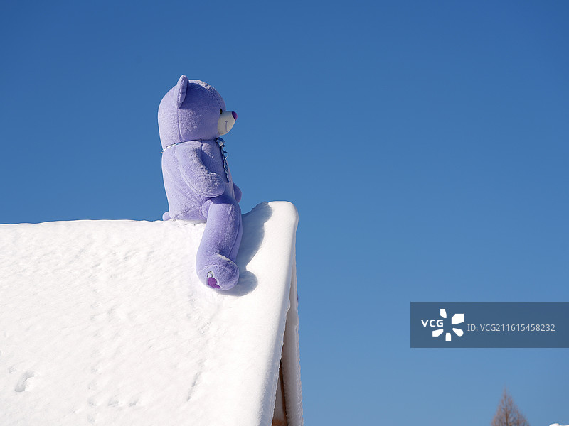 雪屋玩具熊图片素材