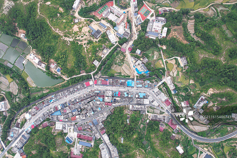 航拍兴国县樟木乡圩镇街道图片素材