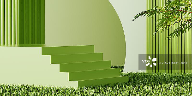 3D绿色模拟场景产品展台背景图片素材