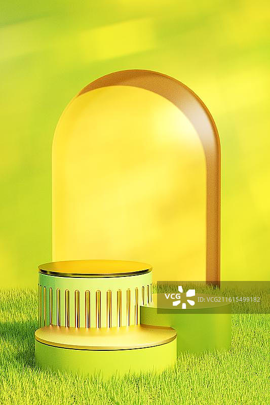 3D绿色模拟场景产品展台背景图片素材