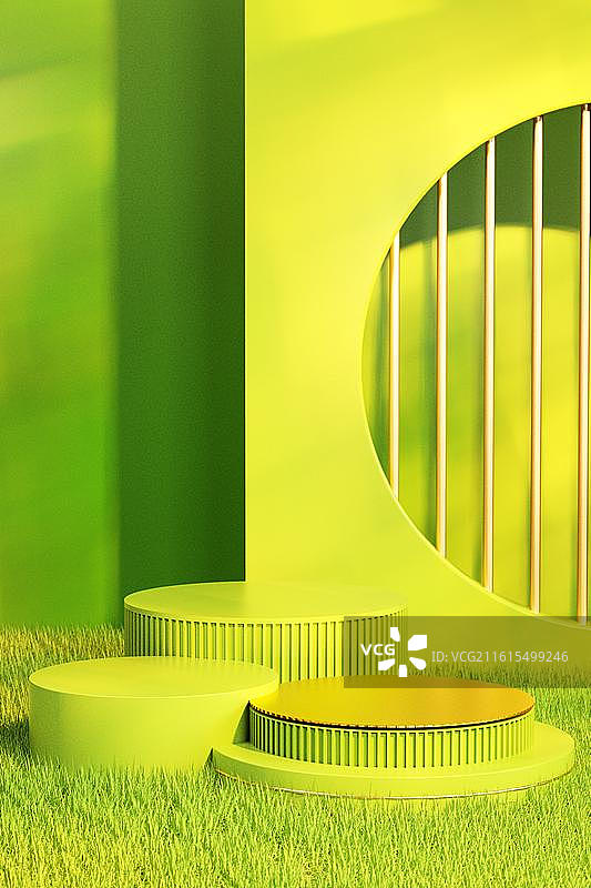3D绿色模拟场景产品展台背景图片素材