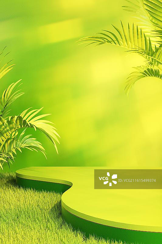 3D绿色模拟场景产品展台背景图片素材