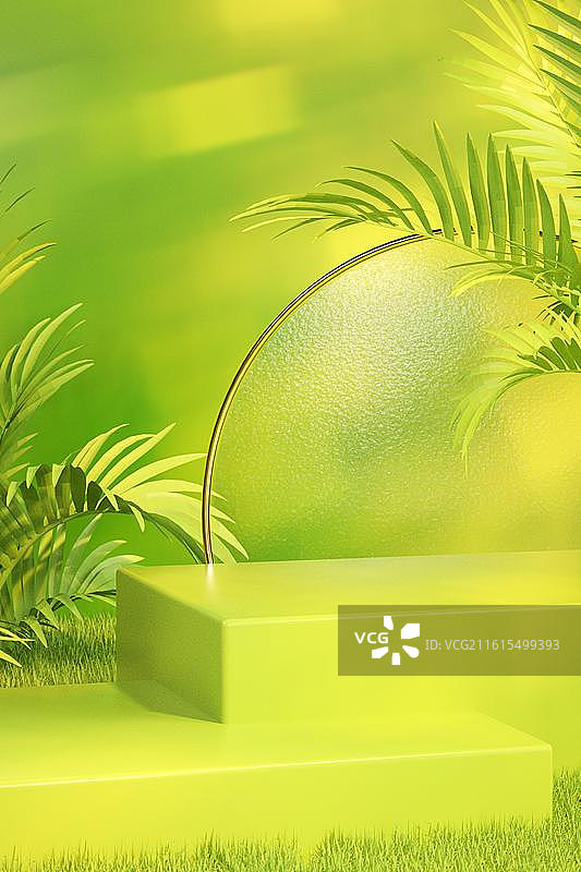 3D绿色模拟场景产品展台背景图片素材