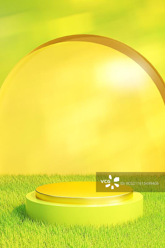 3D绿色模拟场景产品展台背景图片素材