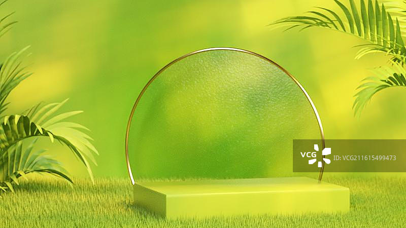 3D绿色模拟场景产品展台背景图片素材