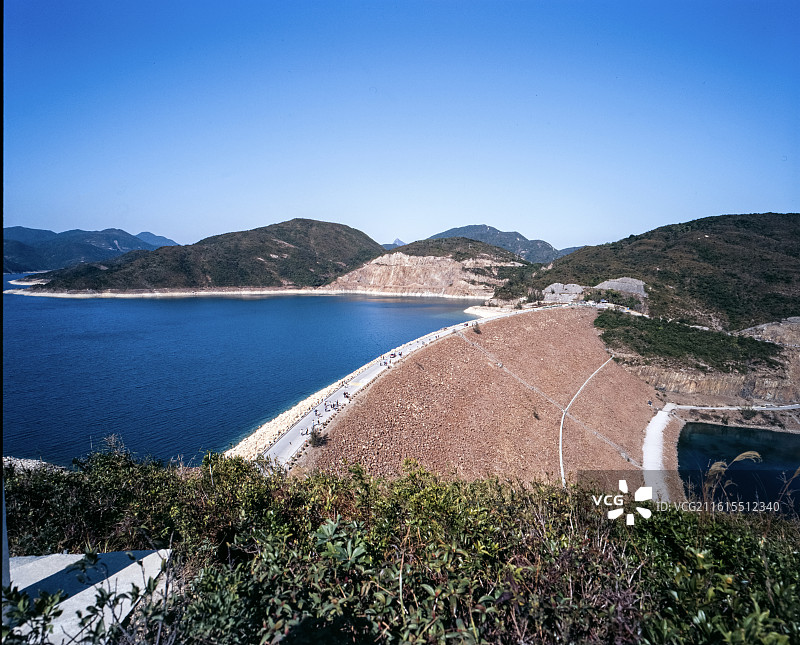 香港万宜水库东坝风光（胶片）图片素材