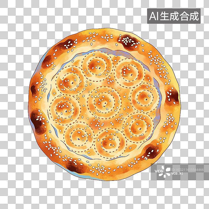 【AI数字艺术】烤馕美食插画图片素材