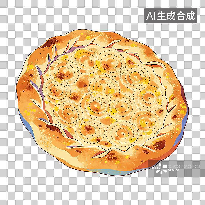 【AI数字艺术】烤馕美食插画图片素材