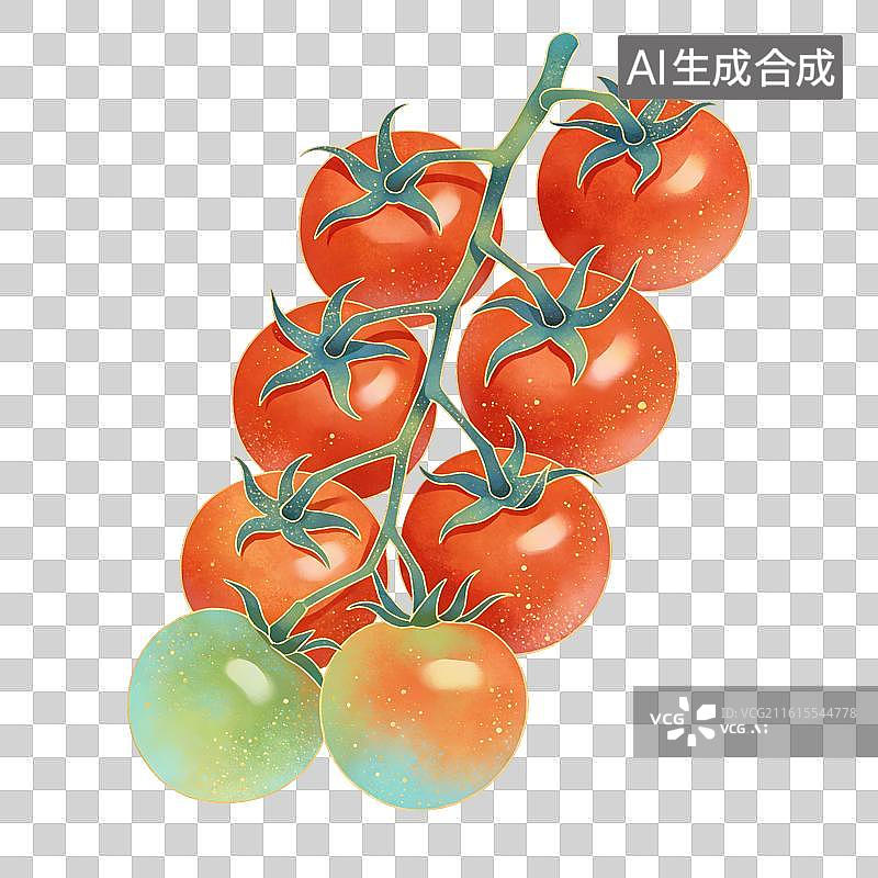 【AI数字艺术】樱桃番茄插画图片素材