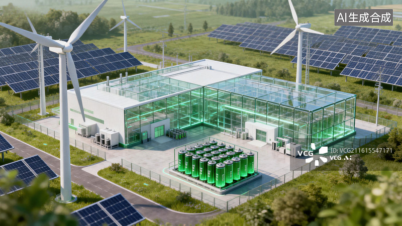 【AI数字艺术】绿色能源电站设施图片素材